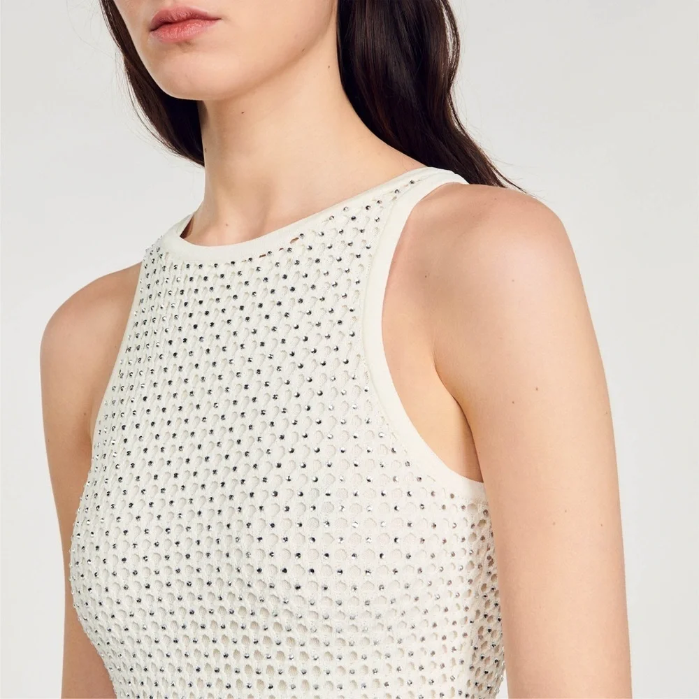 Sandro Rhinestone-Embellished Knitted Maxi Dress - Picture 2 of 9